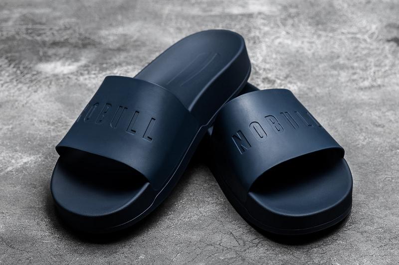 Men's Nobull Ivy Adjustabla Slides Navy | SG D2143F